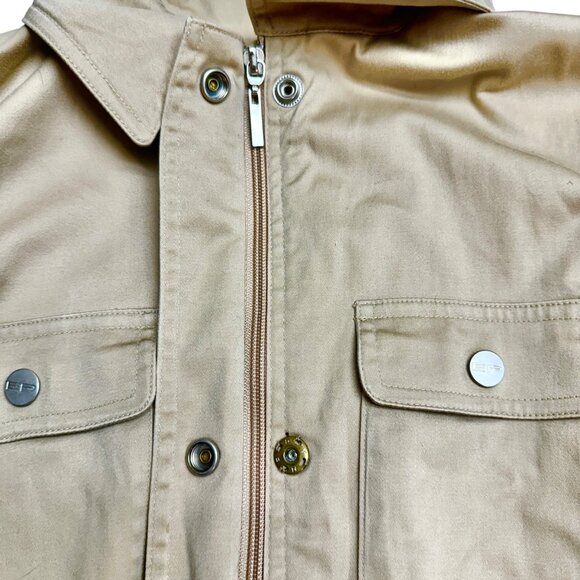 Evan-Picone Shacket Womens S Stretch Beige Shirt Jacket LS Pockets Zip Snap - Picture 11 of 13